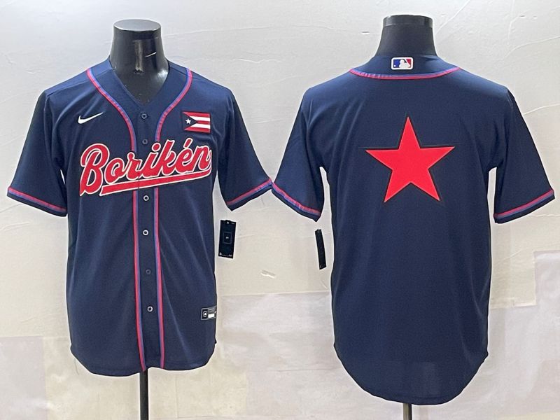 Men Puerto Rico Blank Blue Joint Name 2025 Nike MLB Jersey style 3